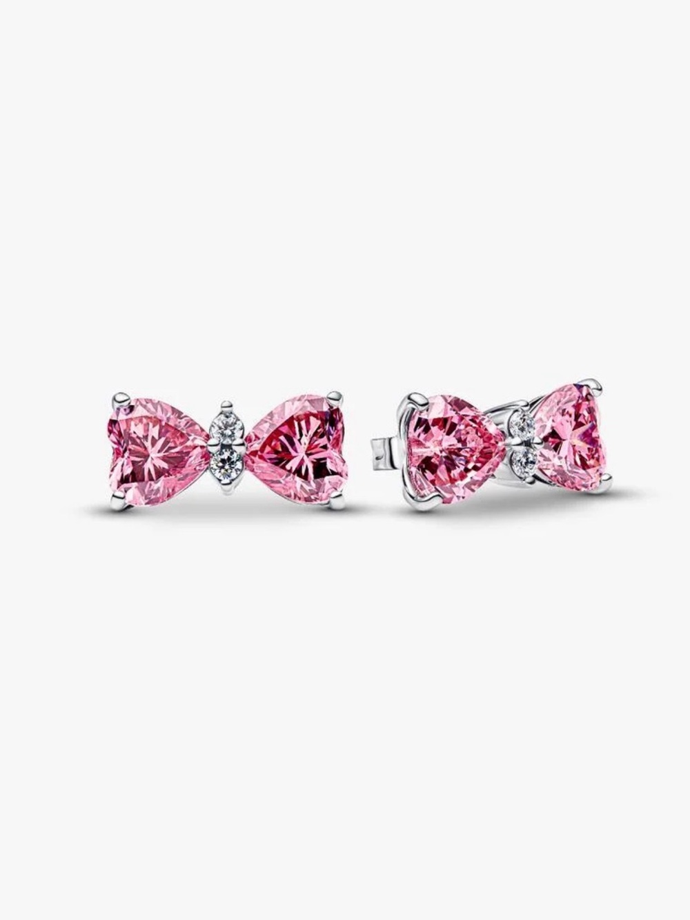 Pandora Pink Bow Crystal Stud Earrings